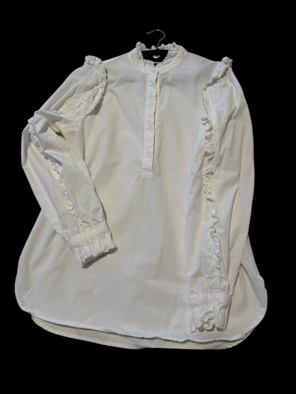 J. Crew White Ruffle Half-Way Button-Down Blouse - Picture 3 of 4